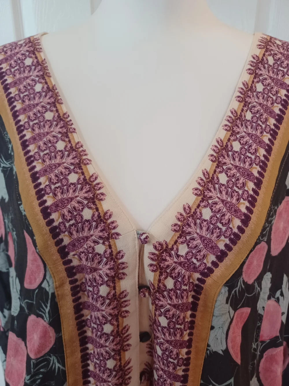 Free People Freshly Squeezed Citrus Floral Kimono Top Tie Sleeve Size XS Boho